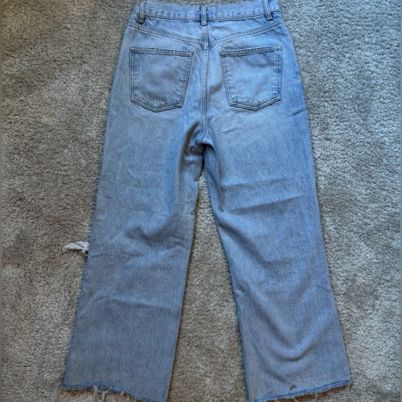 Zara Light Blue Distressed Straight Leg Jeans - Picture 3 of 4